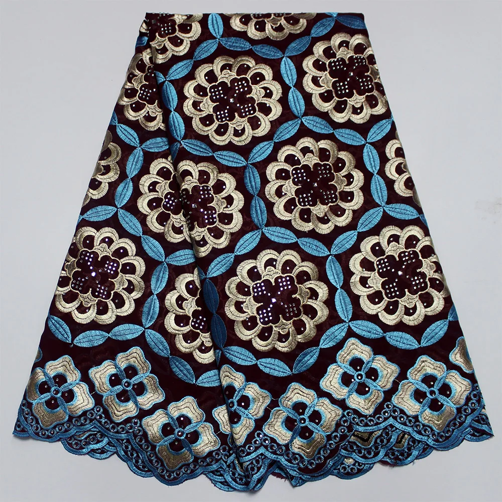 Фиолетовая африканская кружевная ткань высокого качества кружева для платья Африканская Хлопковая кружевная нигерийская кружевная ткань принадлежности для вышивки оптом