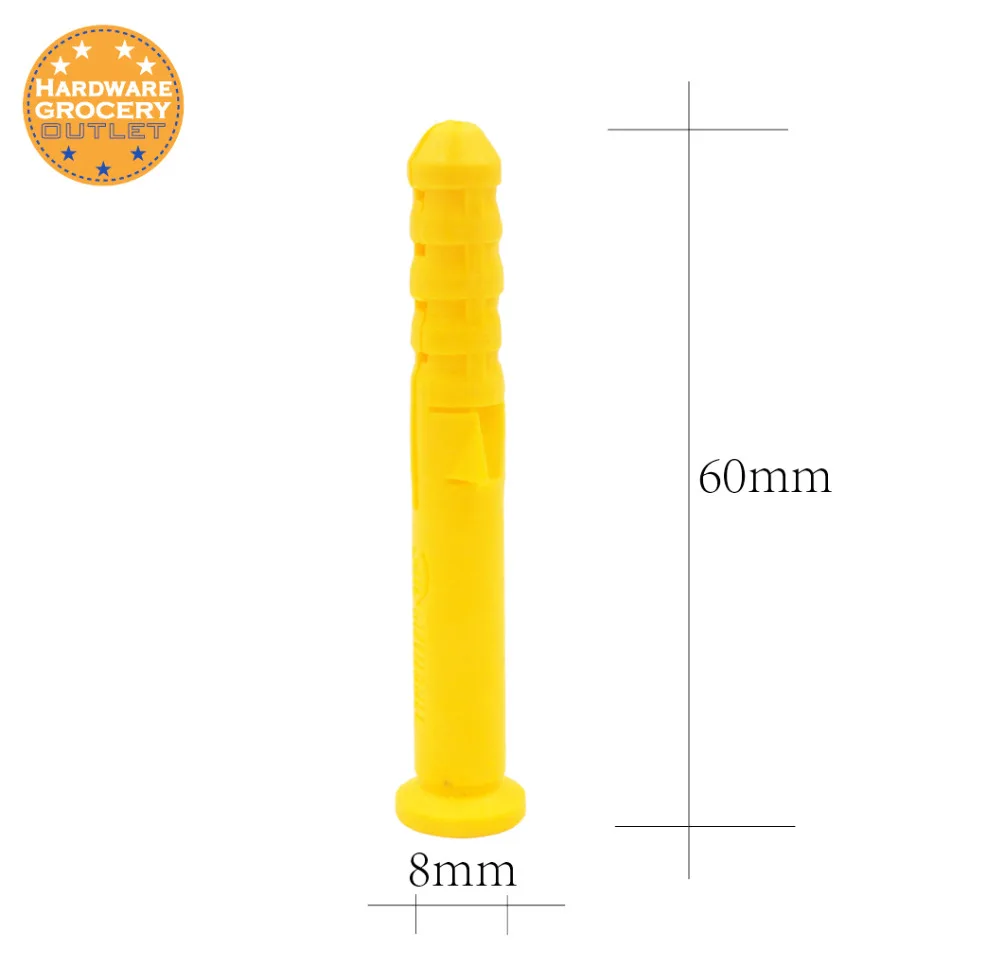 

High Quality; Wholesale 8x60mm; Ribbed Plastic Anchor; Wall Plastic Expansion Pipe Tube; Wall Plugs; Drywall Screw; 50pcs