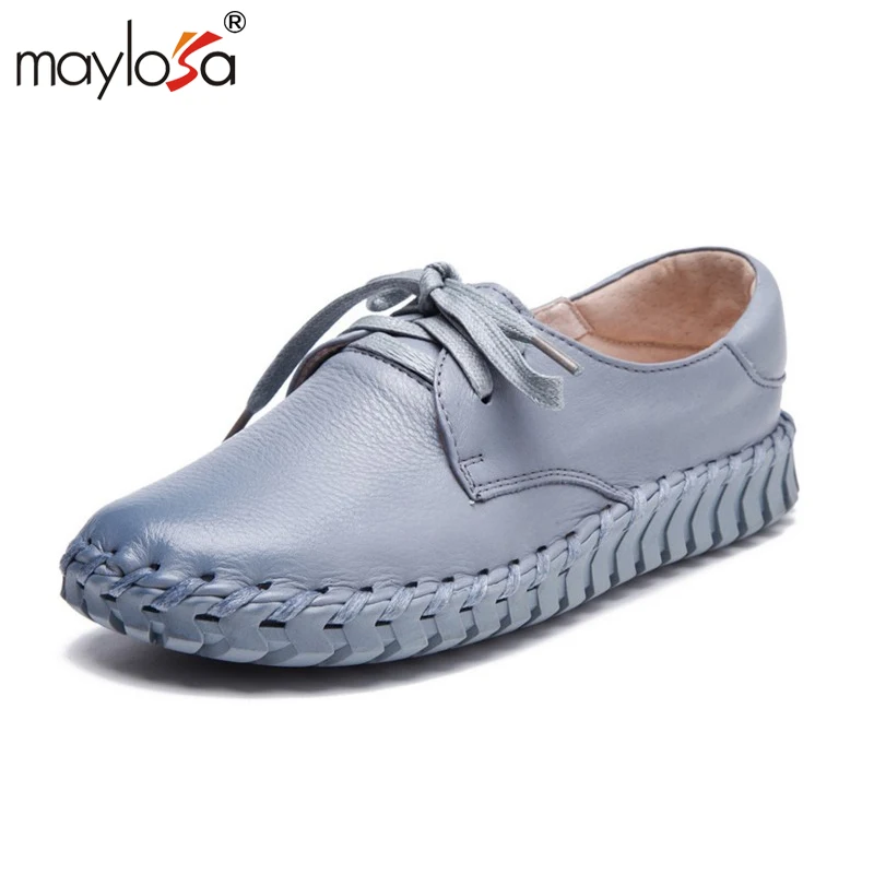 Maylosa 100% Пояса из натуральной кожи туфли на плоской подошве Plain Toe Кружево шнуровке