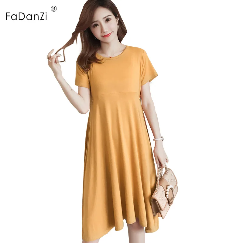 

2018 new pregnant women dress modal loose Korean version of pregnant women skirt breastfeeding clothes maternity skirts in women