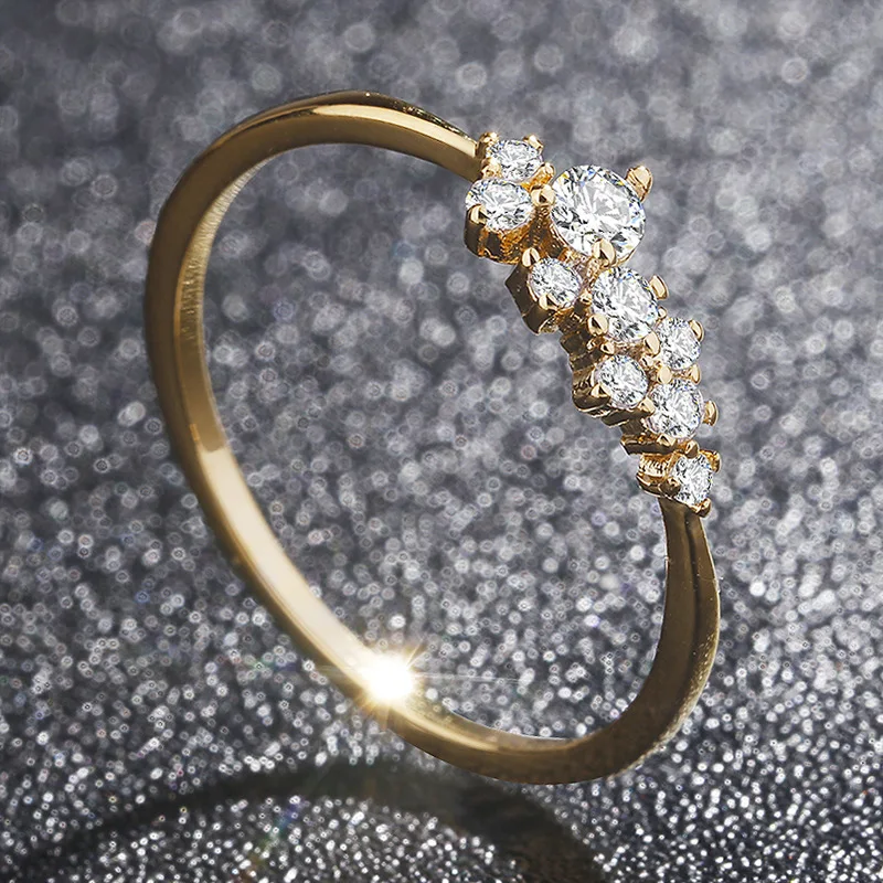 ZHOUYANG кольцо для женщин, Дамское мини кольцо с кубическим цирконием, светильник, золотой цвет/серебряный цвет, модное ювелирное изделие KCR088