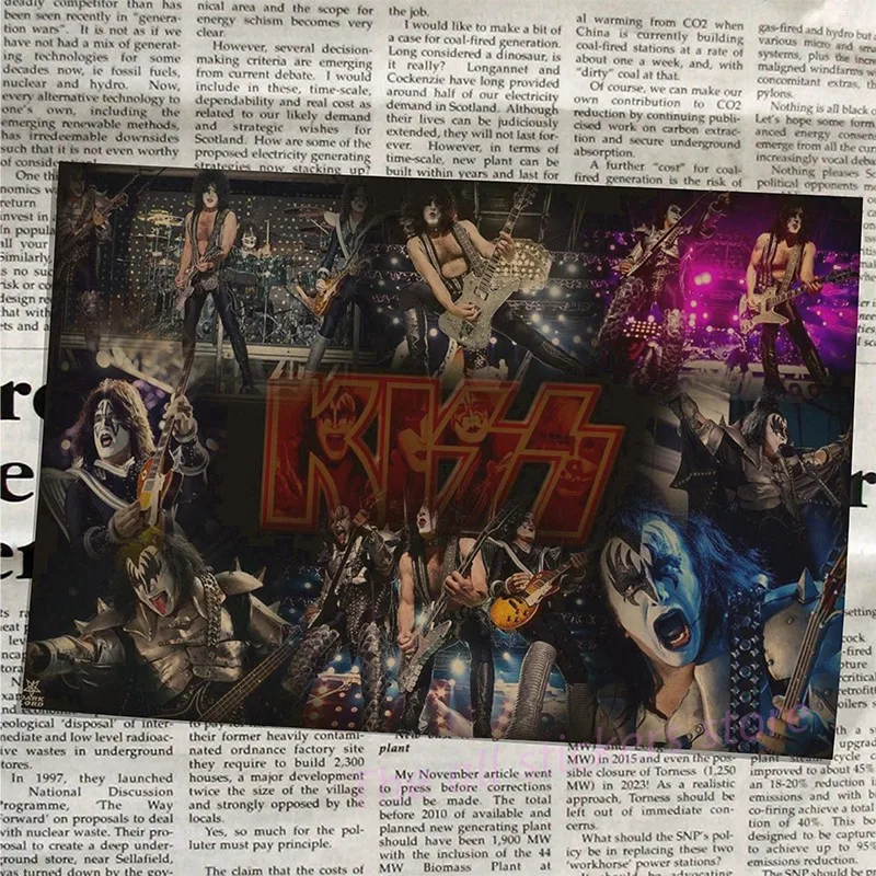 ВИНТАЖНЫЙ ПЛАКАТ Kiss band крафт ретро Европейская и американская музыкальная команда звезда классическая декоративная живопись Ретро плакат/6026 - Цвет: 14