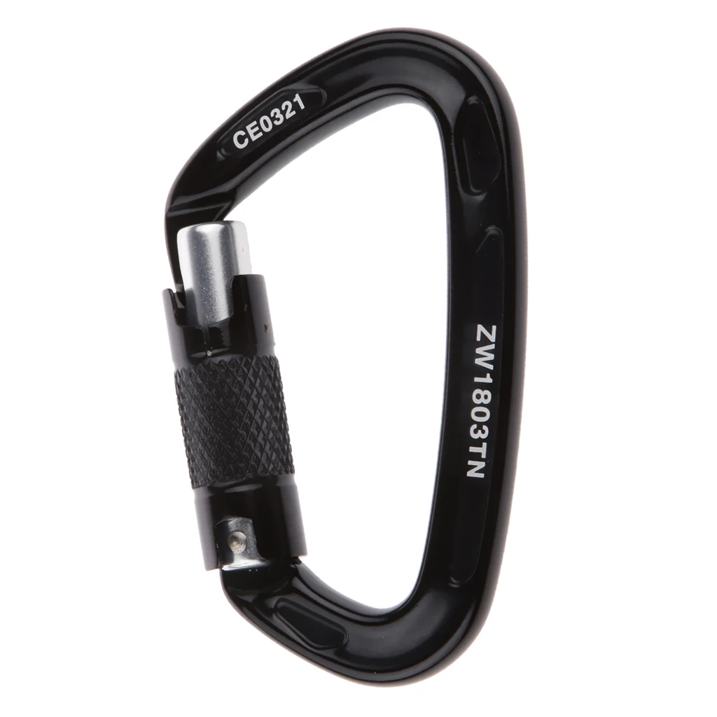 

24KN 7075 Aerospace Aluminum Self Locking Carabiner Climbing Carabiner for Mountaineering Rock Climbing Caving Rescue - Black