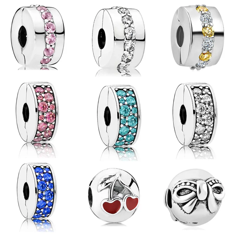 

2018 new free shipping european 1pc silver shinning path elegance spacer clip safety diy bead fit pandora charm bracelet F035