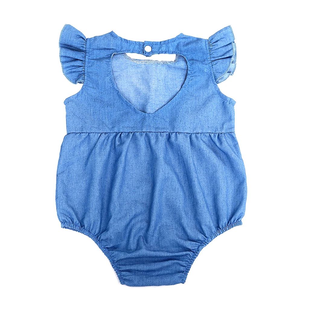 Cotton Demin Blue Baby Toddler Unisex Romper Summer Jumpsuit Bodysuit 70-100M for baby 6-12months