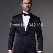 Лучшие продажи/Различные стили новейший дизайн одна кнопка темно синий смокинг жениха шаль лацкан шафер Жених мужской свадебный костюм