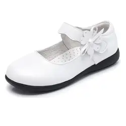 Топ От 3 до 14 лет для маленьких девочек белый черный натуральная кожаная обувь для девочек вечерние танцевальные Для детей обувь принцессы