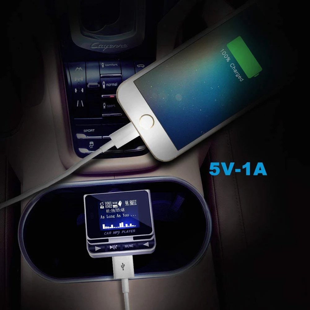 

FM Transmitter,Car Transmitter MP3 Player Hand-Free Calling Radio Audio Adapter Bluetooth Transmitter Car Kit,USB Charger,TF C