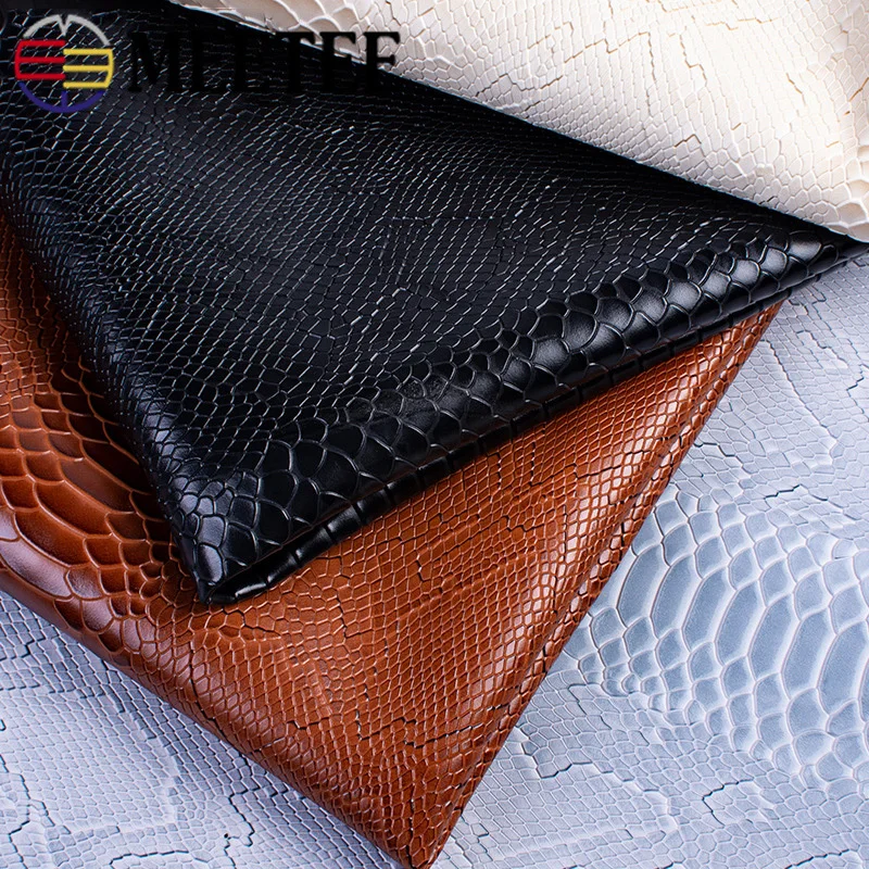 Baratos Meetee 45x137cm 1,2mm tela de cuero grueso Artificial sintético piel de serpiente Material de PVC para equipaje cartera cinturón DIY accesorio