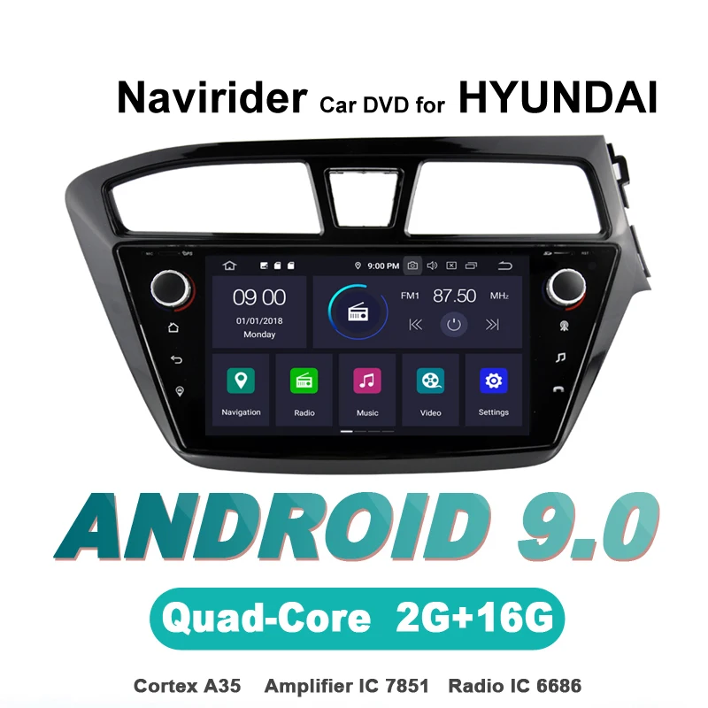 Navirider OS 9,0 автомобильный проигрыватель Android для hyundai I20 RHD для стерео-Радио автомобильной gps-навигация bluetooth TDA7851 усилитель звука Системы