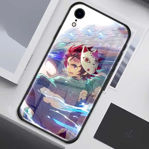 003 Anime Demon Slayer Kimetsu no Yaiba Tempered Glass Case for Apple iPhone XR 7 8 6 6S Plus 11 Pro X XS MAX Soft Edg Phone Cover - Цвет: 003