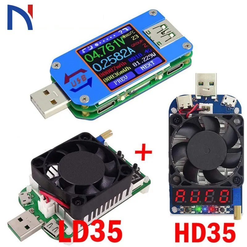 

Usb 3.0 Voltmeter Ammeter Voltage Current Meter With 25w 35w Load Ld25 Hd35 Multimeter Battery Charge Power Bank Tester
