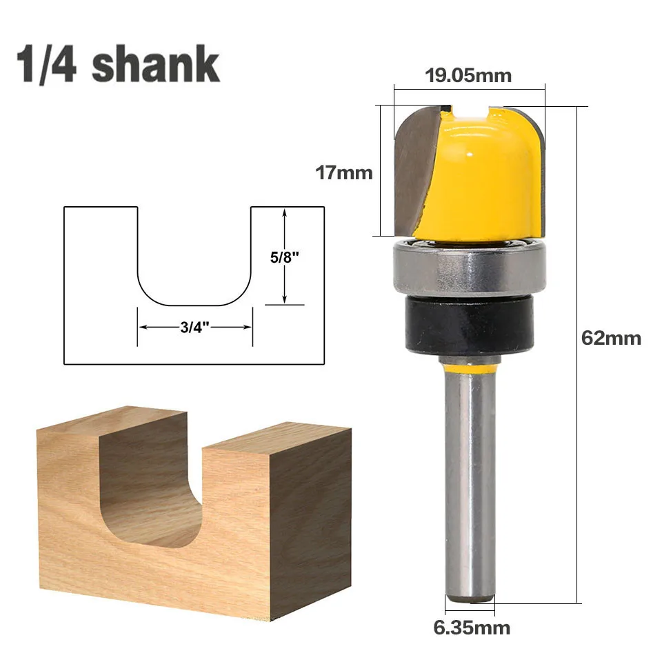 

1Pc 6.35mm/ 1/4" Shank Diameter 19.05mm Round Nose Bowl And Tray Template Router Bit Industrial Grade Two Flute Carbide Cutters
