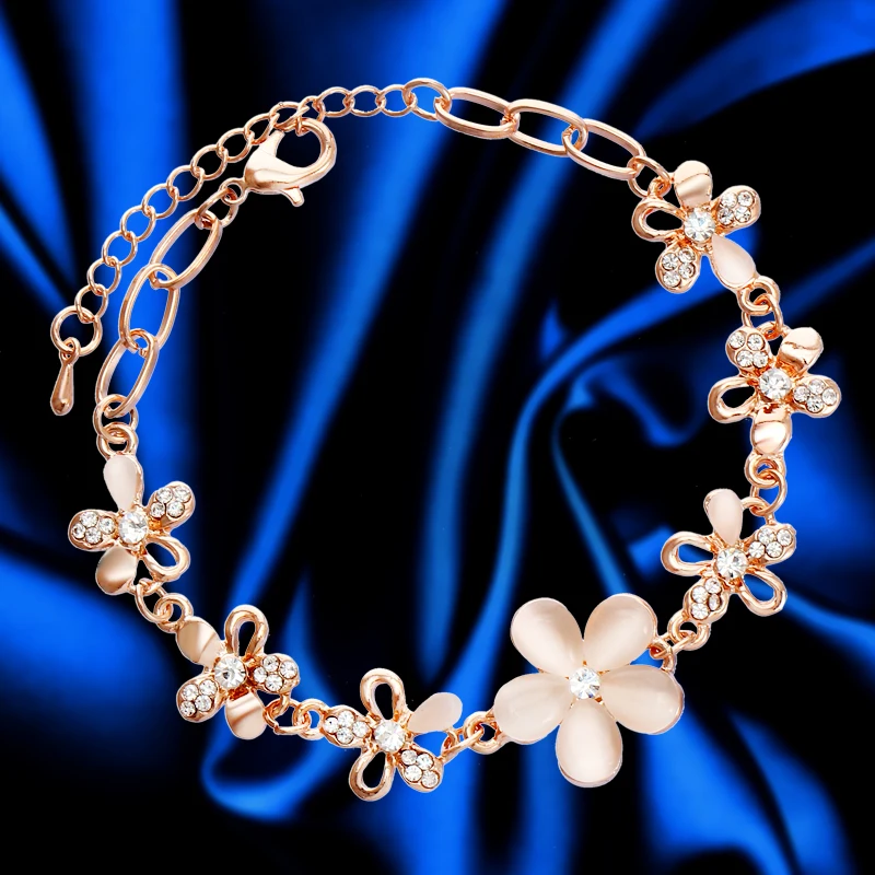 Minhin Романтический золото Талисманы браслет для Для женщин Роскошные Нежный цветок наручные украшения браслет Femme