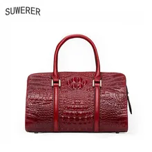 SUWERER 2019New натуральная кожа женские сумки из имитации крокодиловой кожи модные роскошные сумки в руку, верх из воловьей кожи дизайнерские женские кожаные сумки