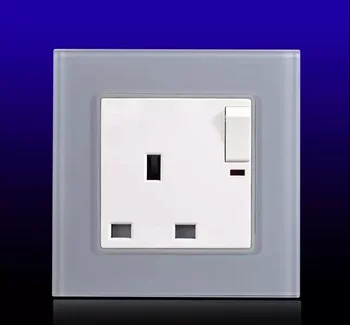 

Free Shipping, UK 13A socket with switch,KT055,Tempered Glass frame 4MM