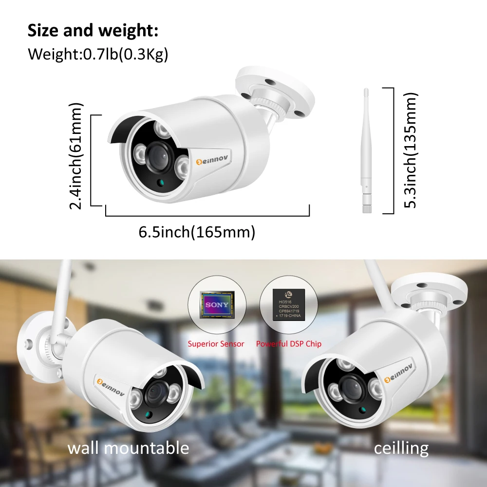 Einnov 5MP 4CH камера комплект Wifi безопасности CCTV H.265 система видеонаблюдения Открытый