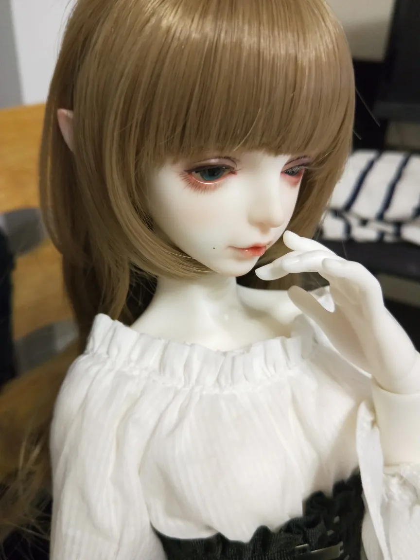 D01-P420 children handmade toy 1/3 1/4 1/6 Doll Accessories BJD/SD doll wig Linen gray brown long hair 1pcs