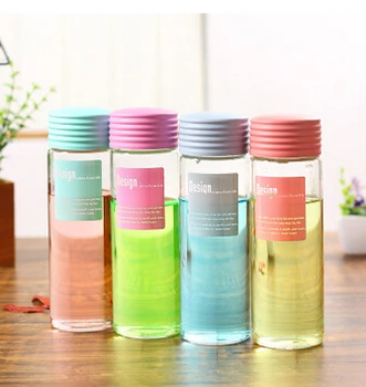 

Free Shipping! Colorful Cover Creative Letter Printing Glass Bottle Milk Bottle Water & Tea Cup Carrying Bottle Gift