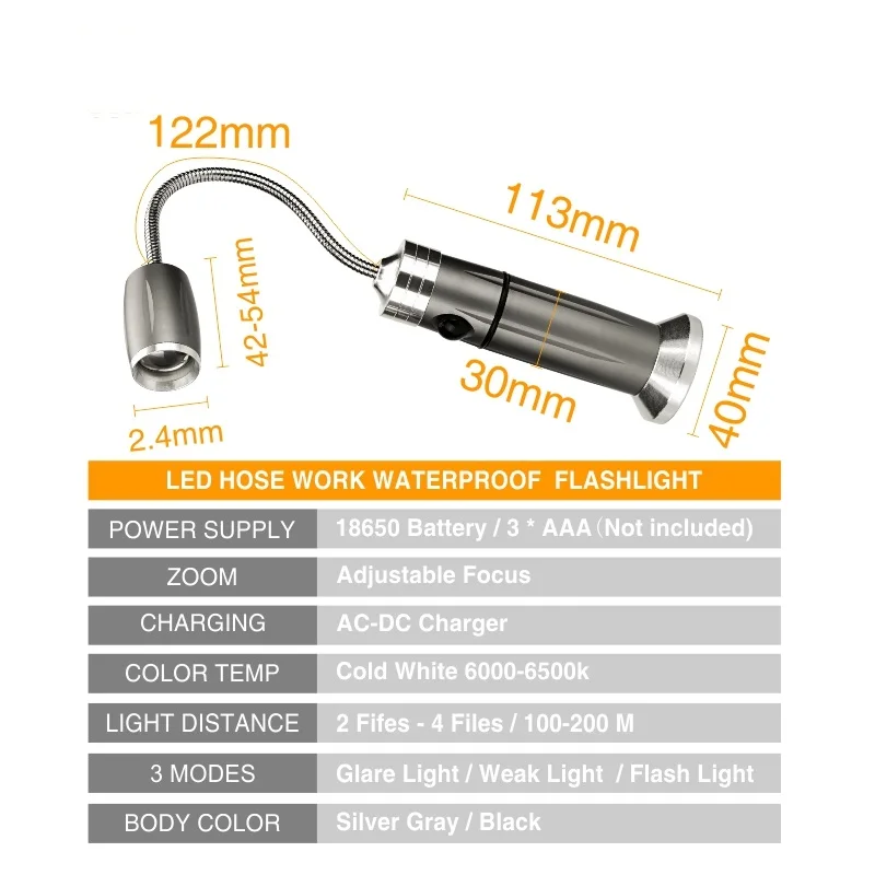 Светодиодный светильник с гибкой вспышкой, магнитный Телескопический фонарь с зумом, многофункциональная наружная лампа, перезаряжаемый светильник, аккумулятор 18650, ЕС, США, вилка переменного тока