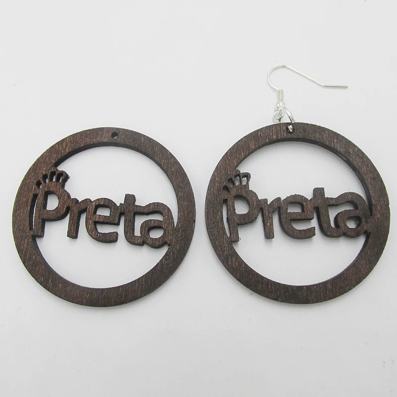 

Free shipping 12pairs/lot Preta Word Wood Earrings