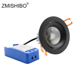 ZMISHIBO светодио дный led Spot 240-220 В затемняемый драйвер матовый черный светильник сменный COB источник света 75 мм встраиваемый потолочный
