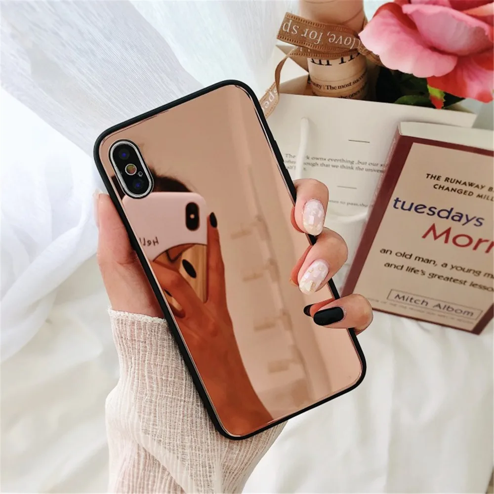 LuxuryTempered Glass Case For iPhone X XR XS Max 8 7 6 6S Plus Acrylic Mirror Soft Phone Cases For iPhone X XR XS Max Back Cover (11)