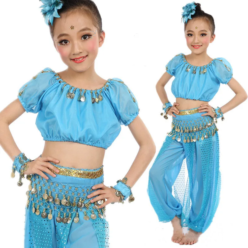 2019 New Kids Belly Dance Costumes Set Children's Indian Dance Costume 5-piece Set Girls Belly Dancing India Bellydance Clothes