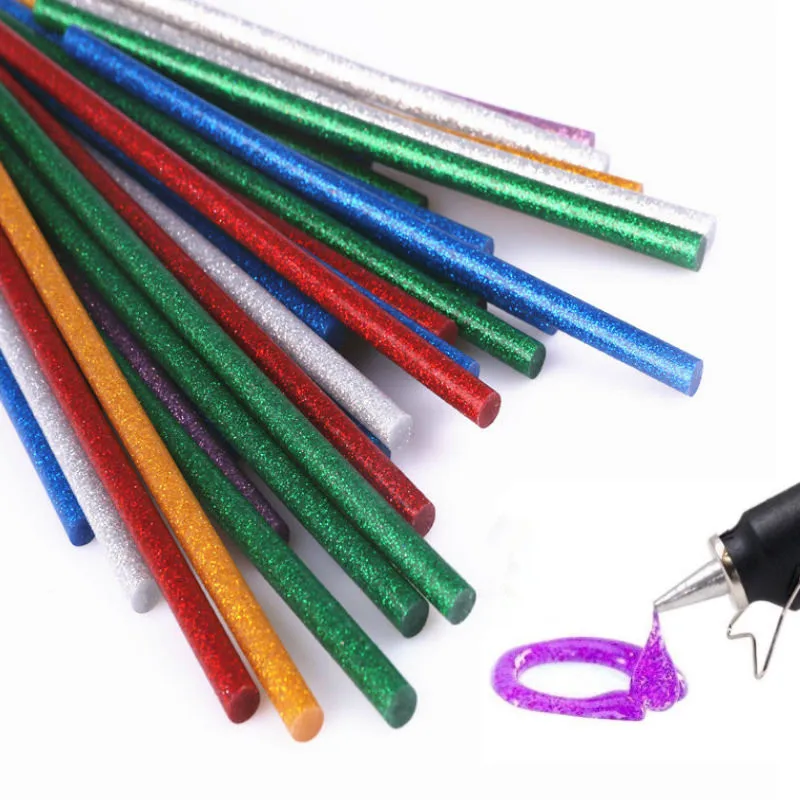 

25pcs Glitter Hot Melt Glue Sticks For Glue Gun Craft Phone Case Alloy Toy Art Model Album Repair Accessories Adhesive Stick