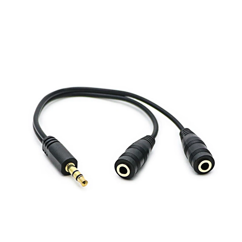 Goede Dual Audio Lijn Headset 3.5mm Jack Koptelefoon Splitter Een In Twee Koppels Liefhebbers Adapter voor IPhone Tafel Media Player
