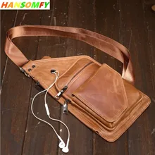 Натуральная кожа Мужская нагрудная сумка первый слой кожа Ретро масло воск кожа модная мужская сумка на плечо нагрудная сумка