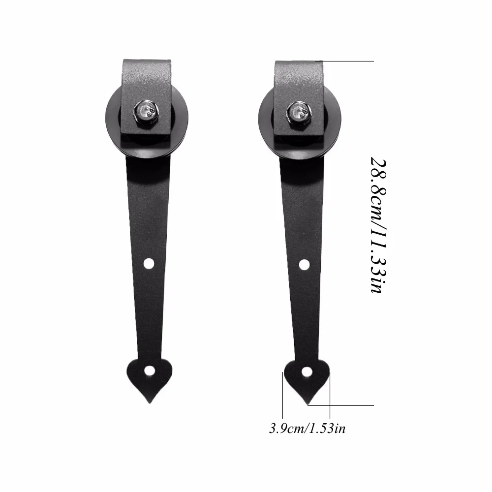 LWZH American Style Wood Barn Door 6FT/7FT/7.5FT/9FT Black Steel Sliding Barn Door Heart Shaped Track Roller for Double Door