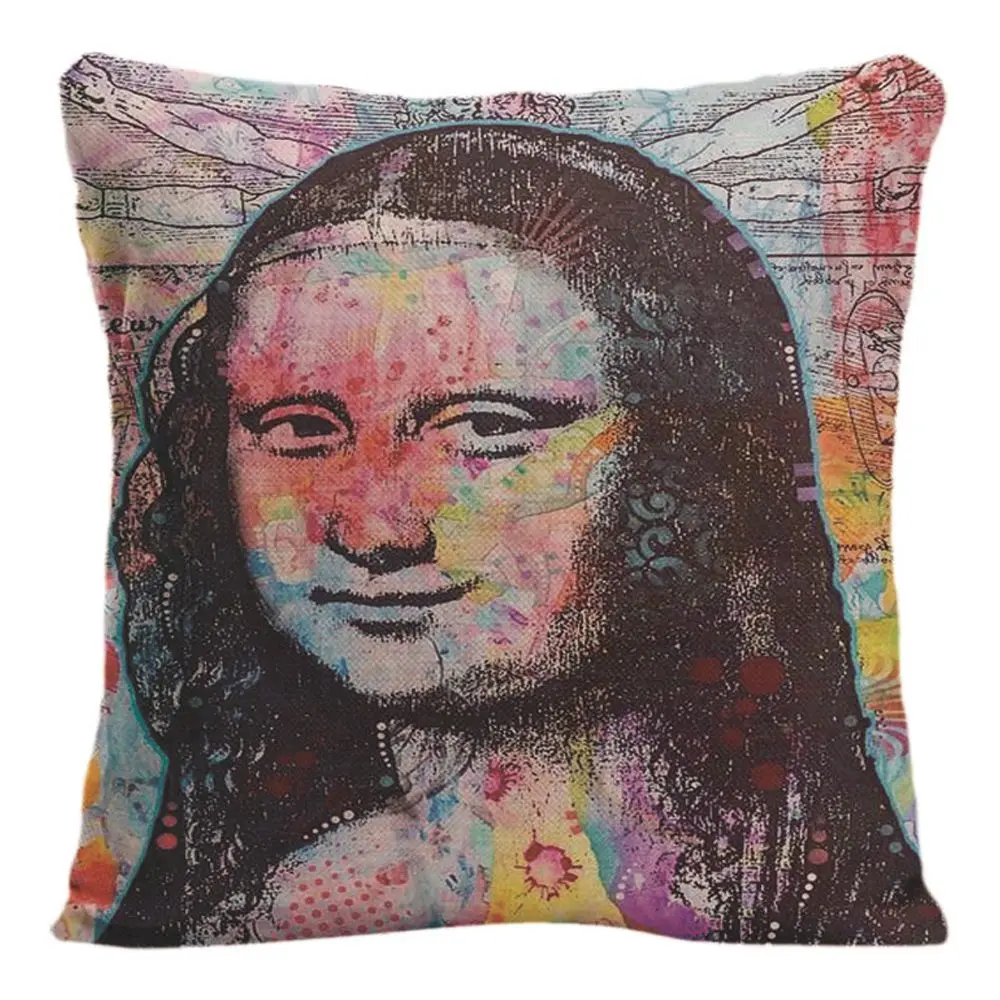 Мона Лиза улыбка Чехлы для подушек дома декоративные наволочки хлопок белье Красочные Подушка с изображением чехол можно сиденье печати