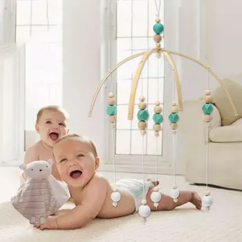 

Wooden Baby Rattles Baby Crib Mobile Bed Bell Toy Hanging DIY Rotary Holder Arm Bracket Baby Room Decorative Wood Bead Gift