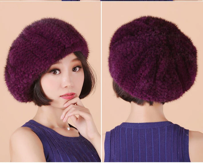 Хорошая норка трикотаж шапки для женщин, чтобы держать теплую шляпу популярная зимняя теплая шапка из натурального меха