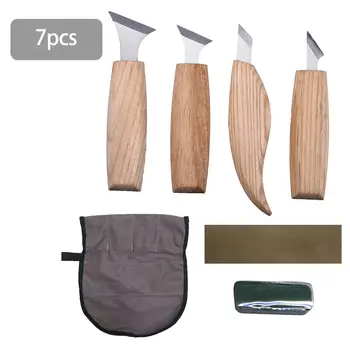

7Pcs Beginners Geometric Hand Wood Carving Tools Chip Detail Chisel Knives Tool Kit Hand Tool Parts for Wood Carving Cup Pumpkin