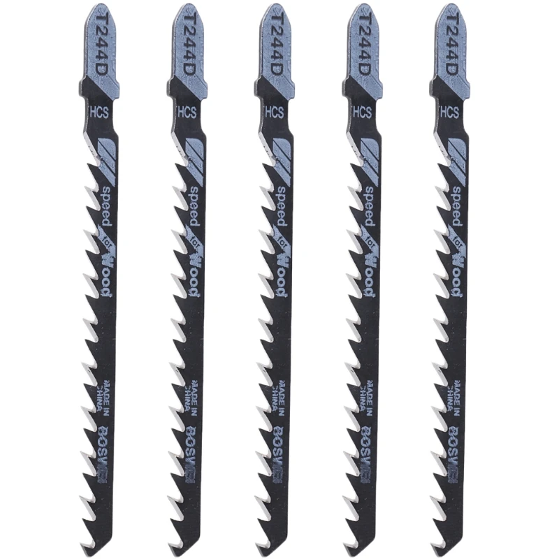 High Quality 5 Pcs T244d Hcs Tshank Curved Jigsaw Blades Cutting Tool