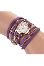 Vogue Girls Retro Artificial Leather-based Strap Watch Bracelet Wristwatch-Purple