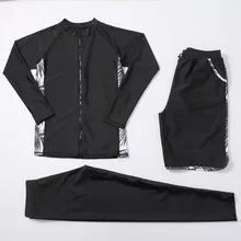 Летний купальный костюм для серфинга из трех предметов, купальный костюм-двойка на молнии с длинными рукавами, с защитой от сыпи, штаны, танкини, костюм