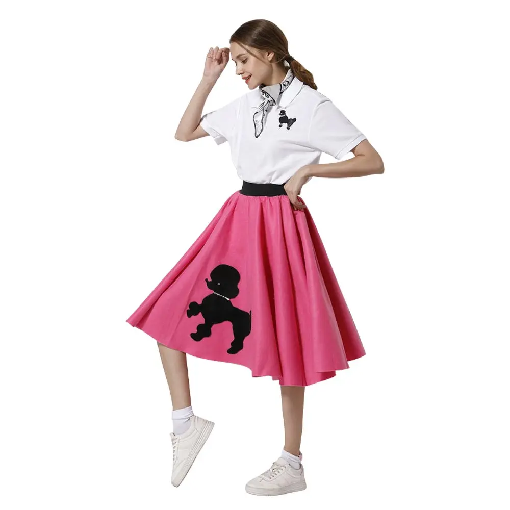 

Adult Poodle Skirt With Musical Note Printed Scarf Hot Pink Blue By Kid costumes Halloween Cosplay
