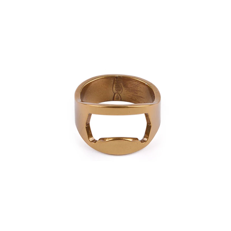 1 шт. 22 мм Новая креативная открывалка для бутылок, кольцо из нержавеющей стали, разноцветное кольцо на палец, форма кольца, открывалка для пивных бутылок - Цвет: Золотой