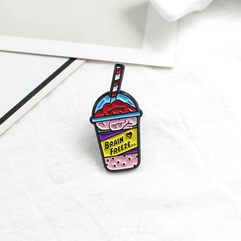 

Free Shipping personality Metal Drink Cup Shape Drop Oil Badge Lapel Collar Accessories Brooch For Women