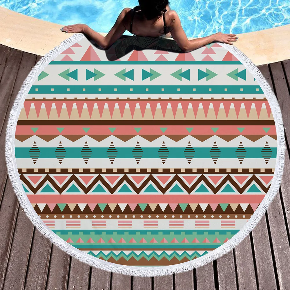 2018 Summer Round Beach Towel New Europe Plain Dyed Woven Beach Towel