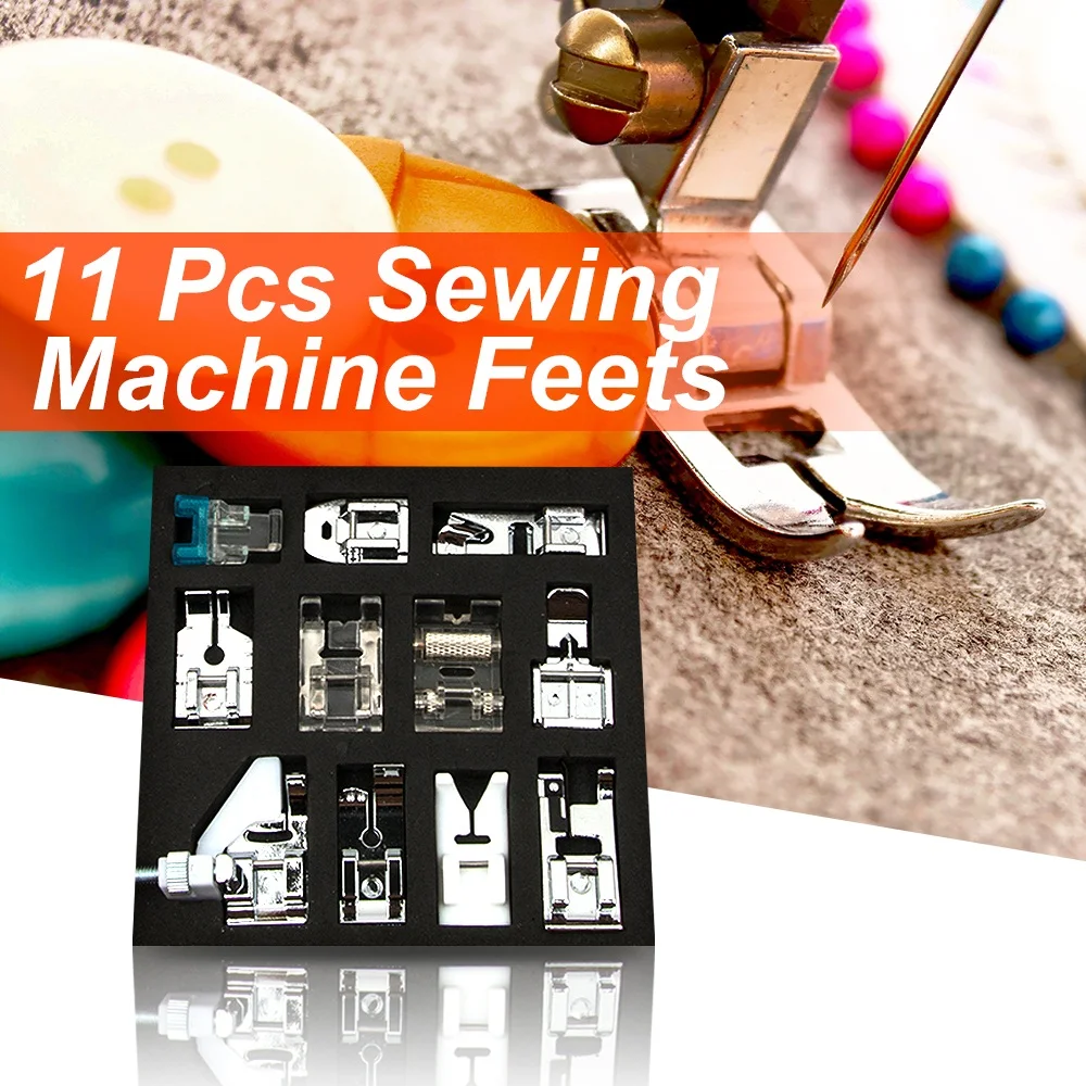 11pcs domači šivalni stroj stiskalna stopala za večino gospodinjskih večfunkcijskih šivalnih strojev umetniška oblačila šivanje