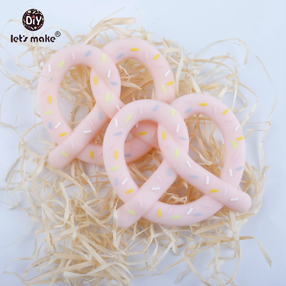

Let's Make 50pcs Silicone Pretzel Teethers DIY Food Grade Bread Stick Teething Nursing Necklace Making Safe Cartoon Baby Teether