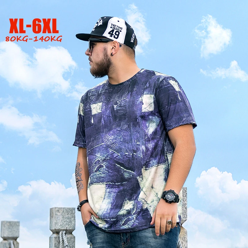 

Multi-colored print t shirt men hip hop big & tall men t-shirt summer plus size male tshirt oversized Loose men top tees