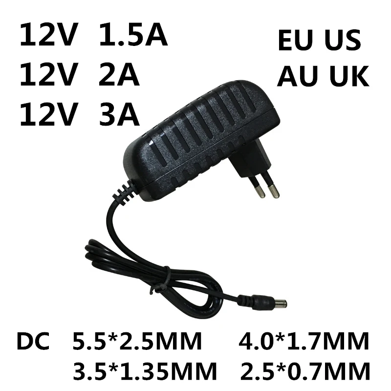 1 шт. AC 100-240 В DC 12 В 0.5A 1A 1.5A 2A 3A конвертер адаптер питания зарядное устройство источник питания 12 В вольт для светодиодных лент EVD CCTV