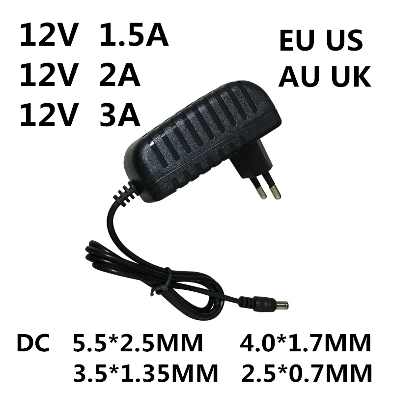 1 шт. AC 100 240 В DC 12 0.5A 0.8A 1A 1.5A 2A 3A преобразователь адаптер питания зарядное