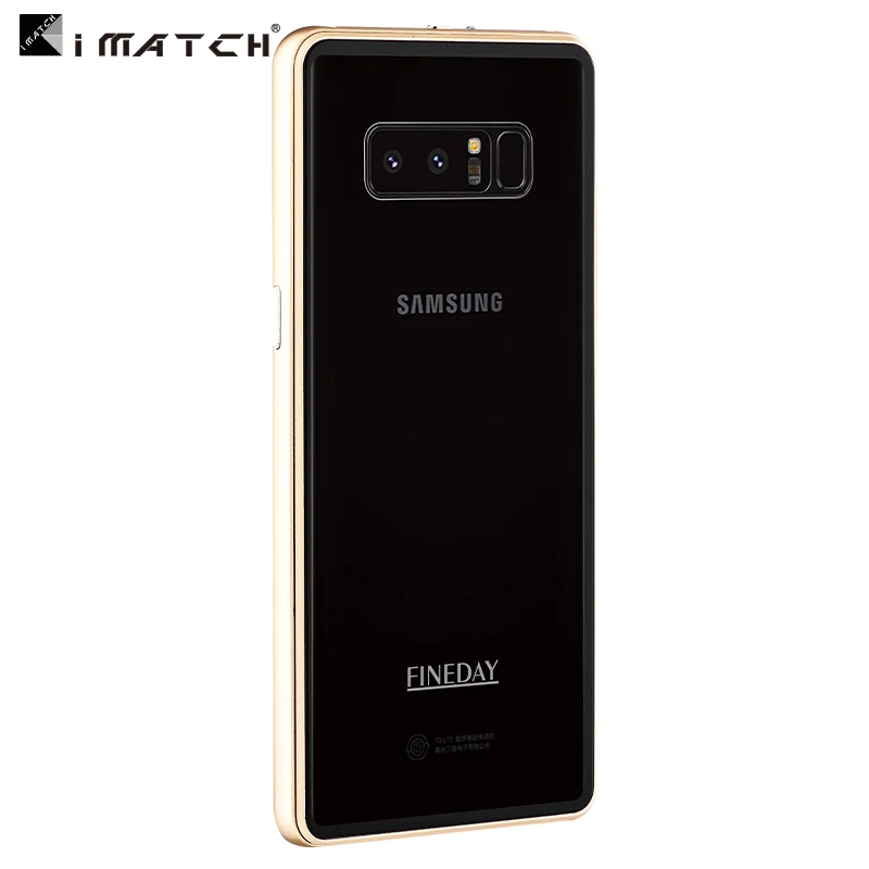 iMatch Aviation Aluminum Alloy Metal Bumper Tempered Glass Back Cover Case for Samsung Galaxy Note 8