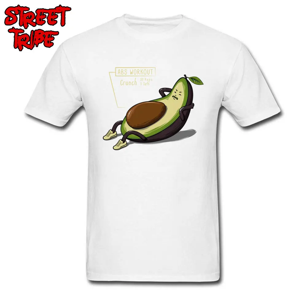 Casual Avocado Abs Workout Tshirts for Men 2018 Fashion Summer Fall Round Neck 100% Cotton Short Sleeve Tshirts Clothing Shirt Avocado Abs Workout white